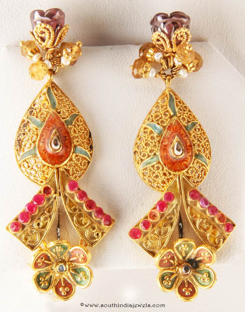 Gold Designer Earrings from Senthil Murugan Jewellers