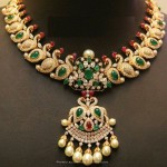 Gold Emerald Peacock Necklace from Anagha Jewellery