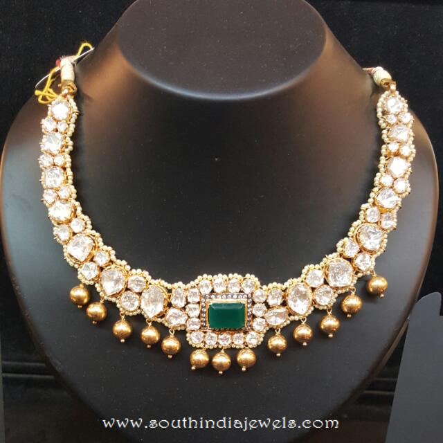 Gold Stone Necklace From Dhanlaxmi Jewellers