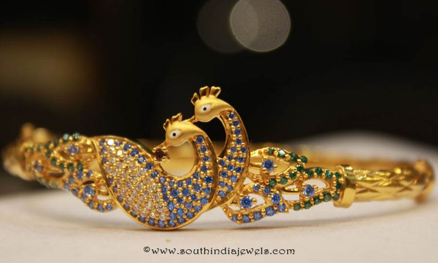 Gold Peacock Bangle from Sumathi Jewellers