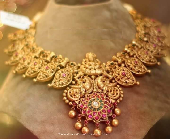 Gold Peacock Necklace from Anagha Jewellery
