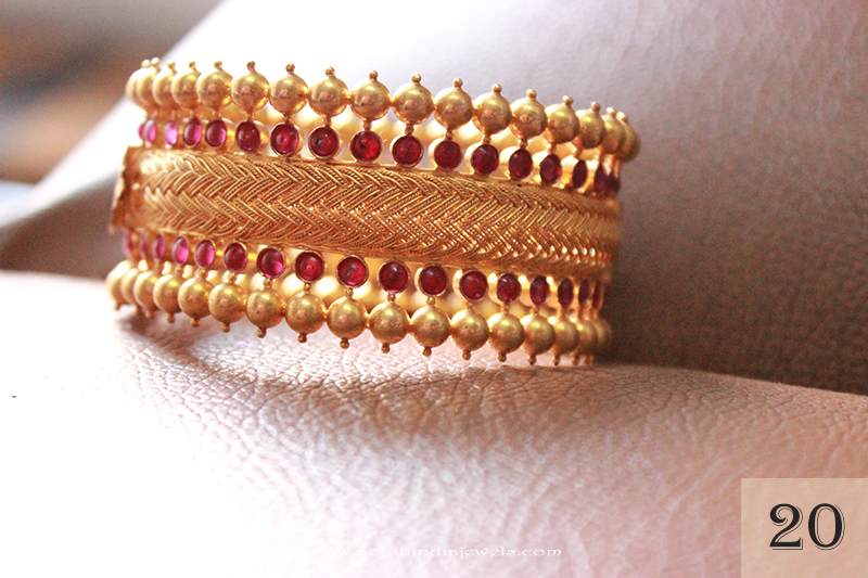 Gold Ruby Broad Bangle from Sayar Jewellery