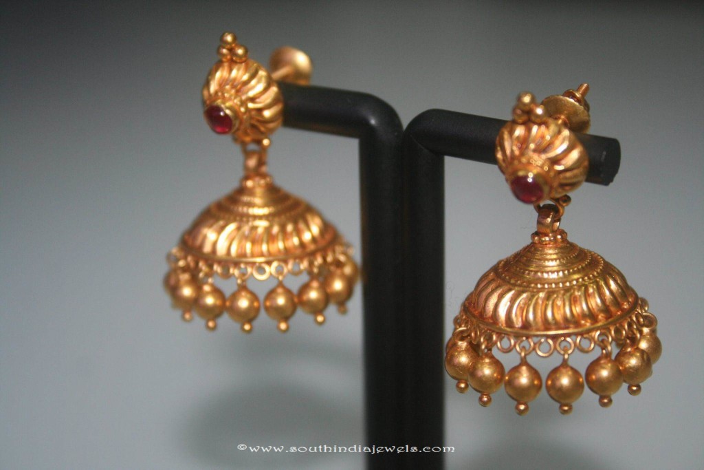 Simple Gold Jhumki From Prakruthi