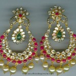 Uncut ruby Emerald Chandbali from Vijay Jewellers
