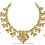 64 Grams Gold Ruby Emerald Necklace