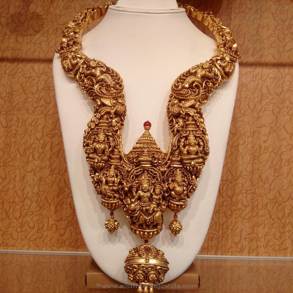 Gold Antique Nakshi Long Necklace from NAJ