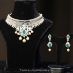 Gold Floral Diamond Necklae From Manepally Jewellery