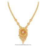 22K Gold Floral Necklace Design from Thangamayil