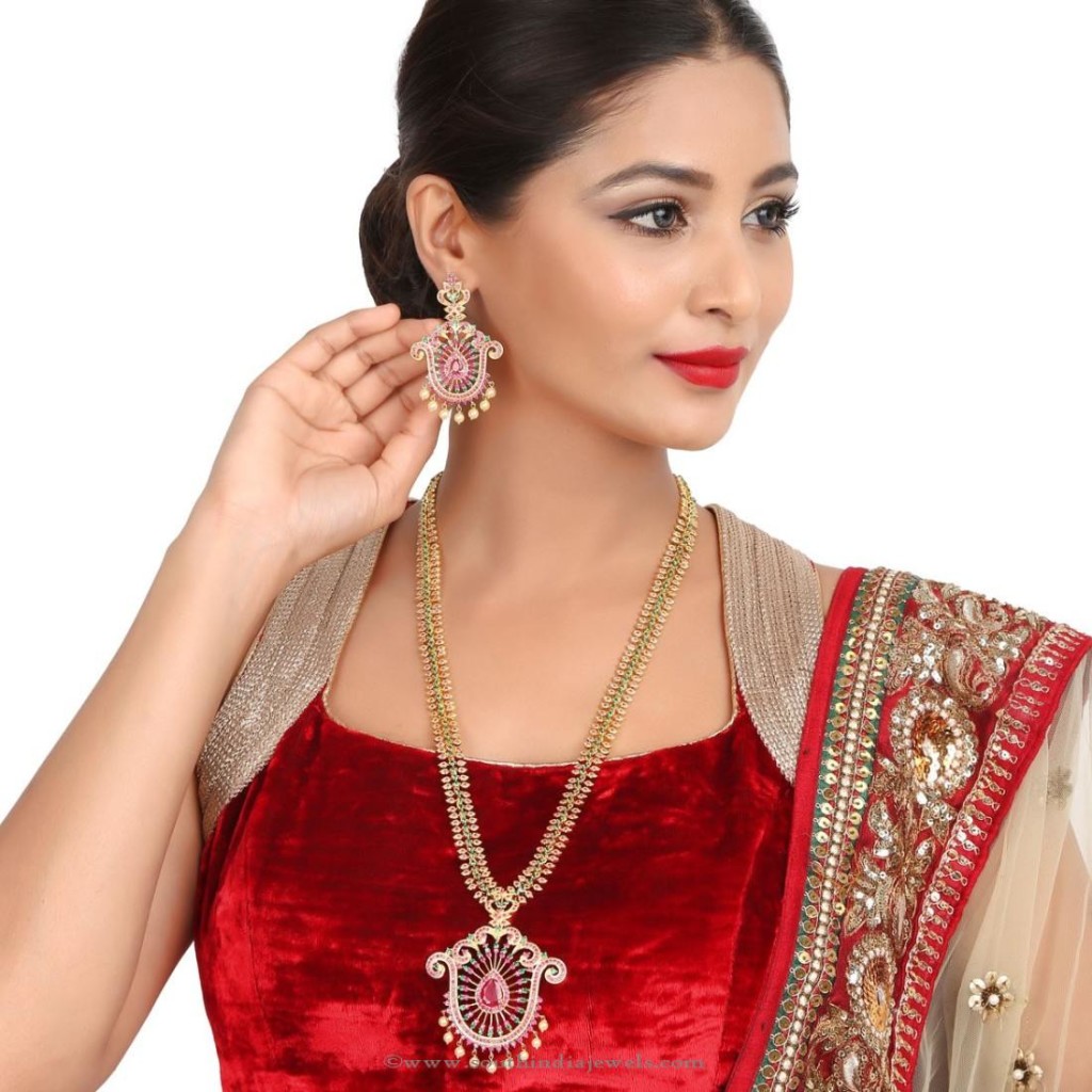 Gold Plated Indian Long Necklace Set