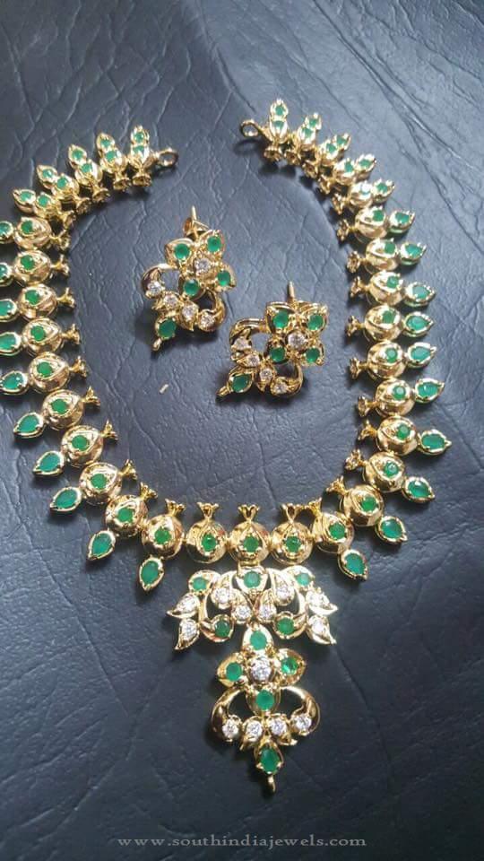 Gold Plated Green Stone Necklace