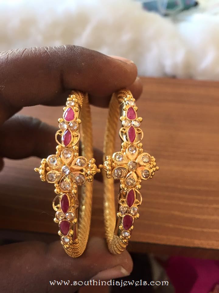 Gold Ruby Bangles From Veerabhadra Jewellery