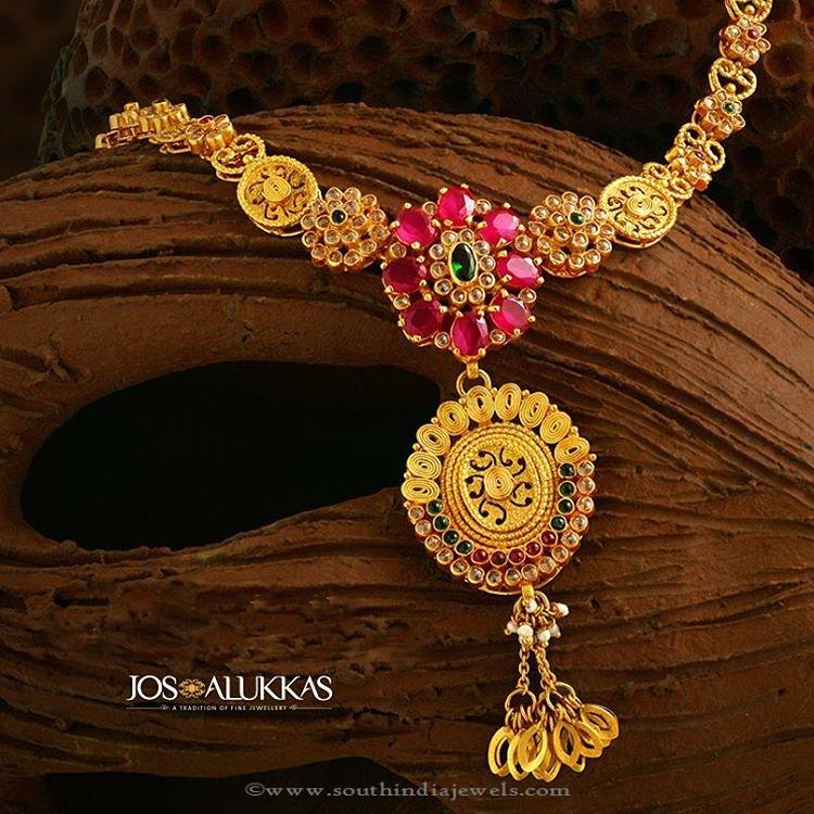 Gold Ruby Necklace Design from Jos Alukkas