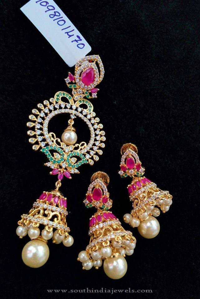 Imitation Jhumka Pendant with Earrings