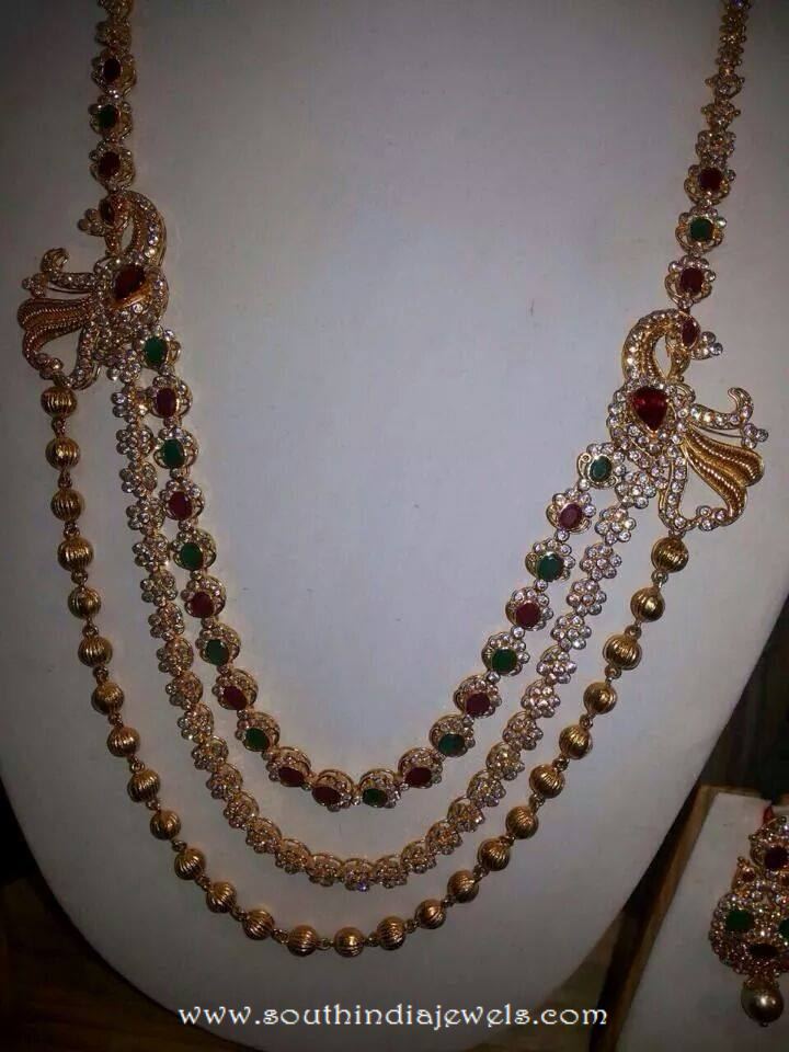 Multi layer peacock necklace set from VRAJ Jewellers