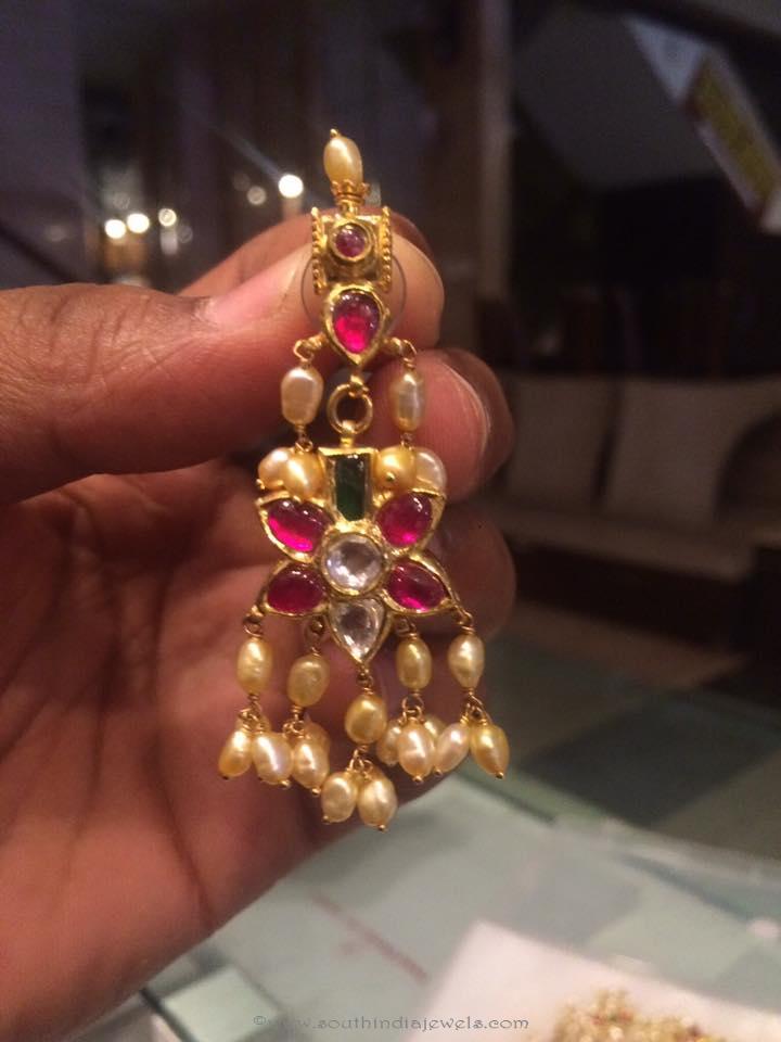 Gold Ruby Pearl Earrings from PSJ