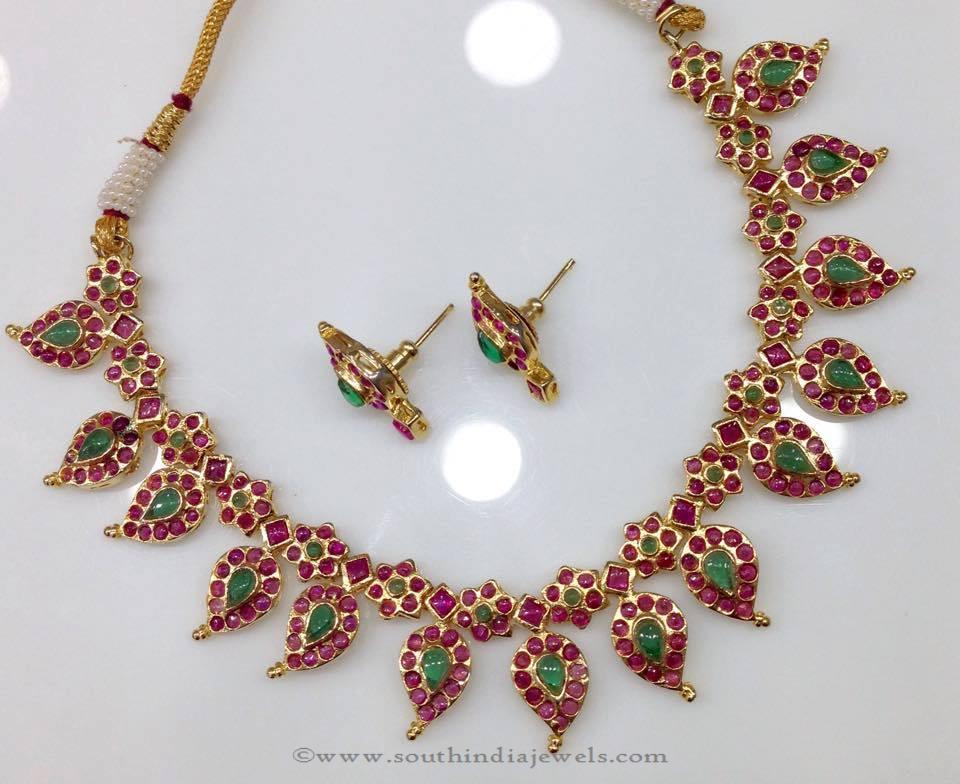 Gold Plated Ruby Mango Mala from Swarnakshi - South India Jewels