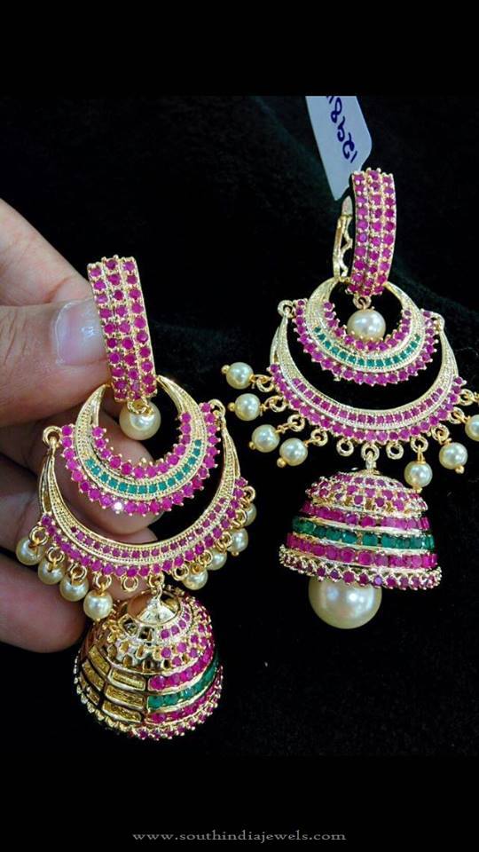 Designer Ruby Emerald Jhumka from Vanathi