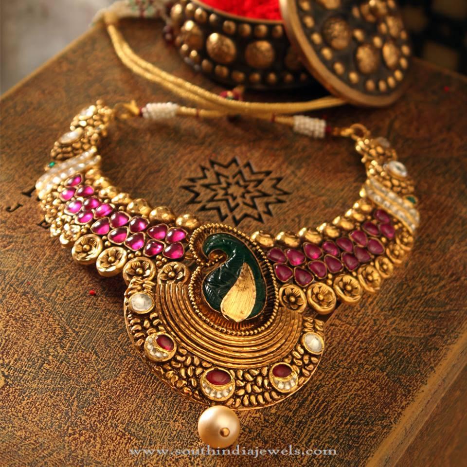 Gold Necklace with Pink Stones