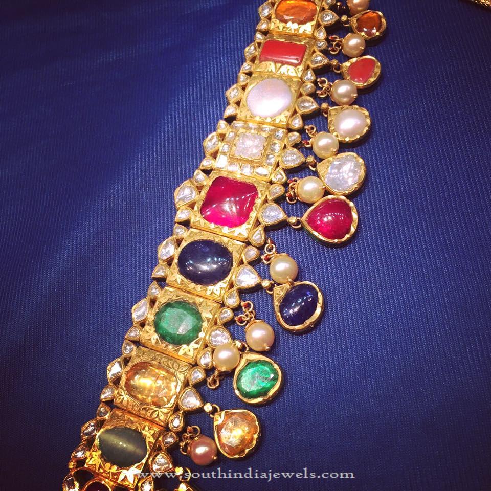 Gold Navarathan Choker Necklace
