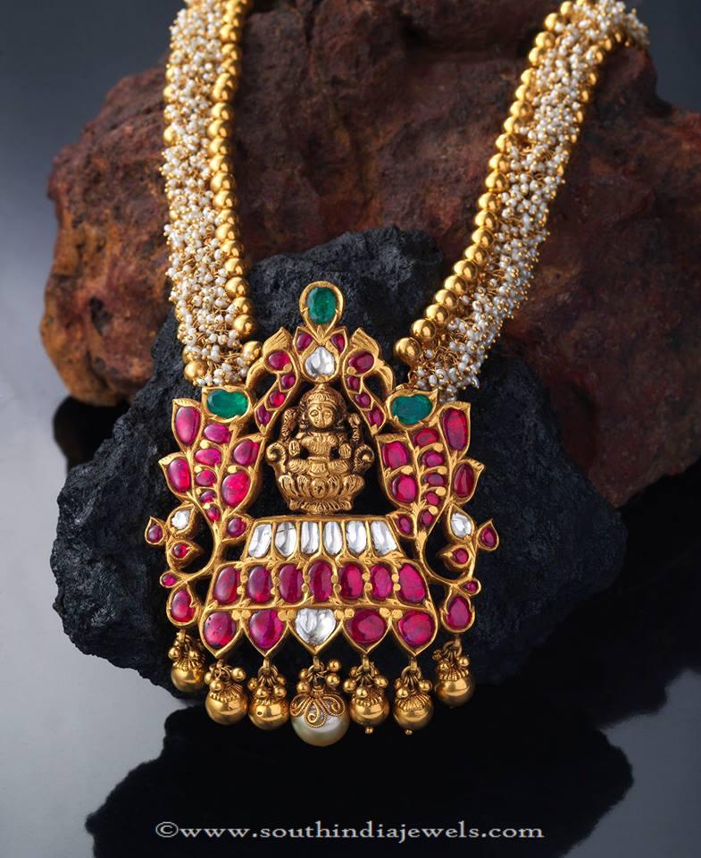 Gold Pearl Haram with Ruby Pendant