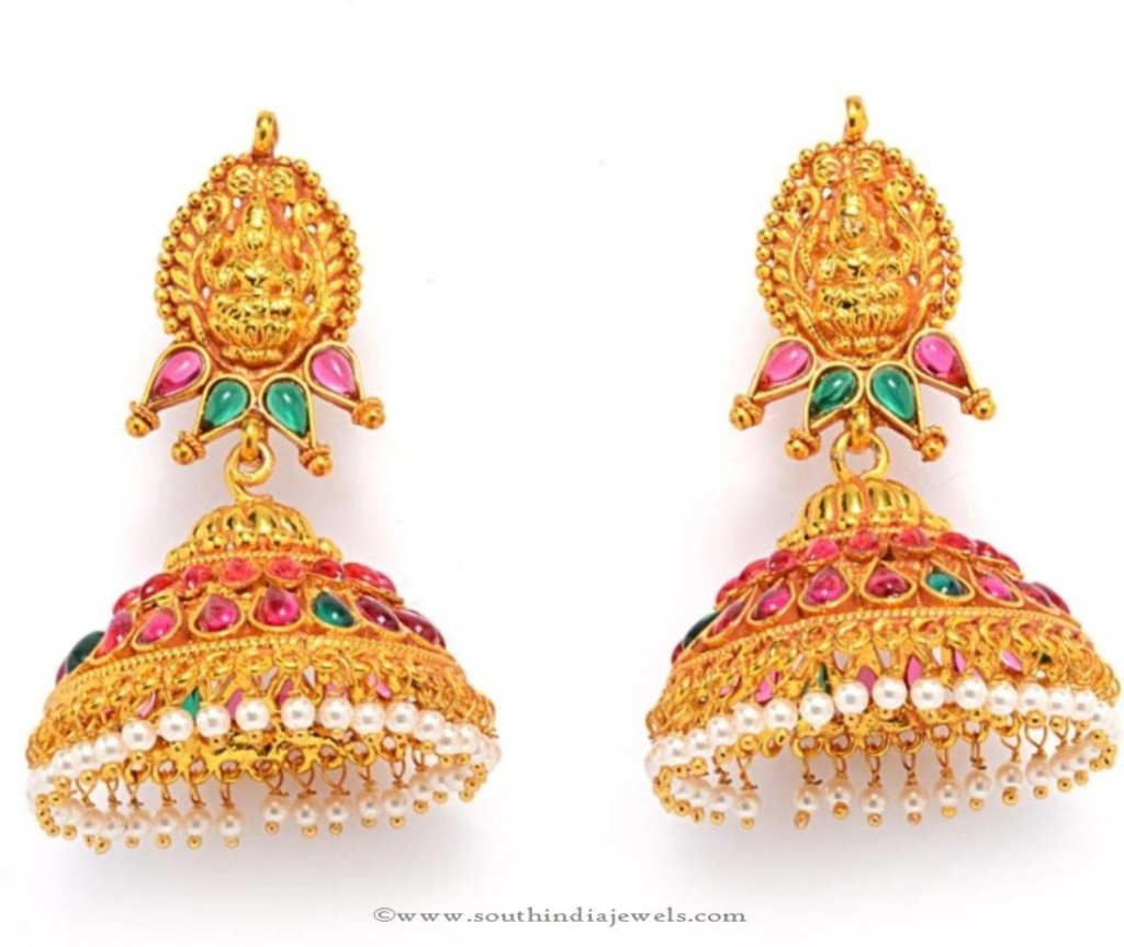 Gold Plated Antique Temple Jhumka 