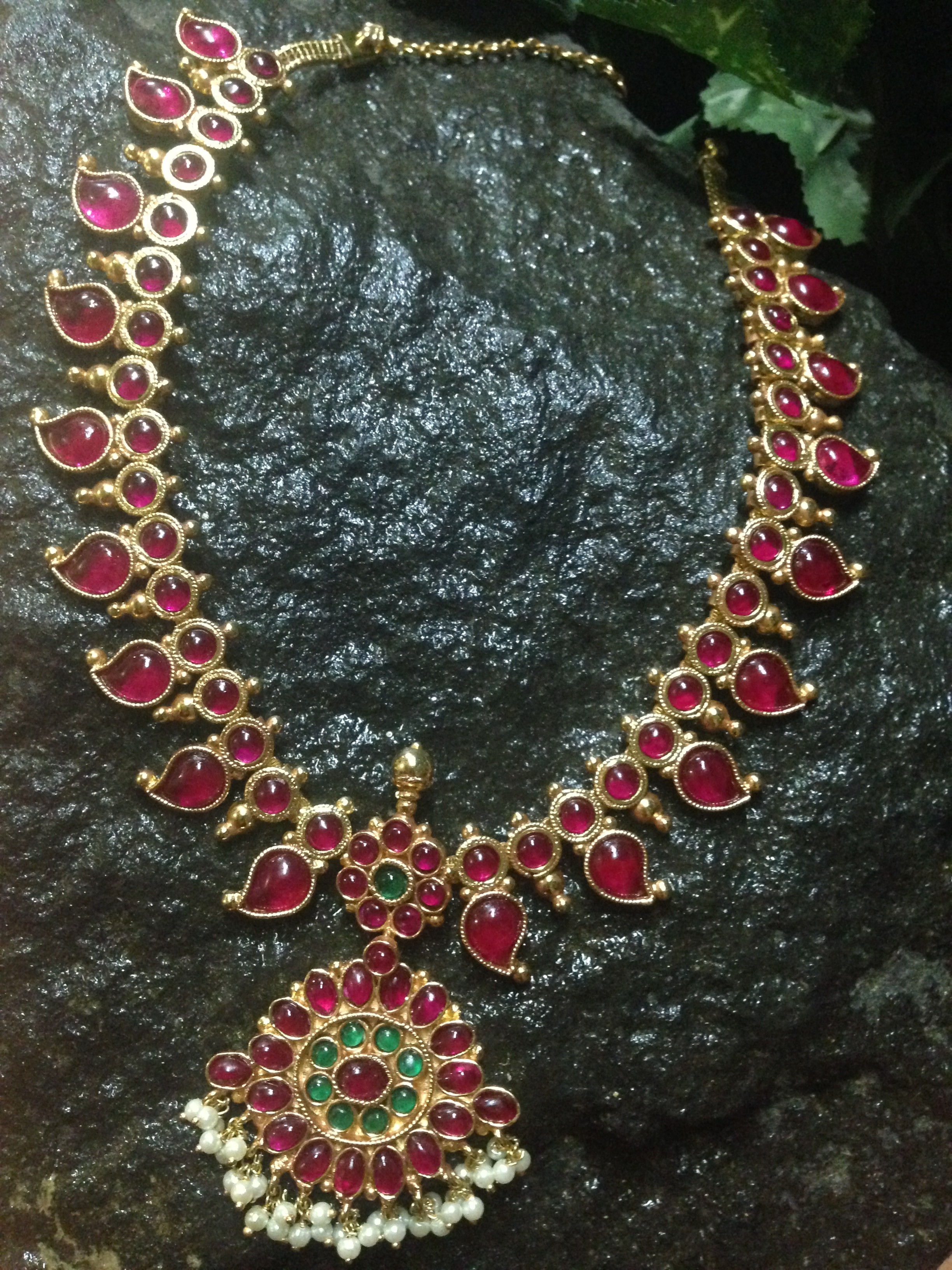Gold Plated Kemp Mango Haram ~ South India Jewels