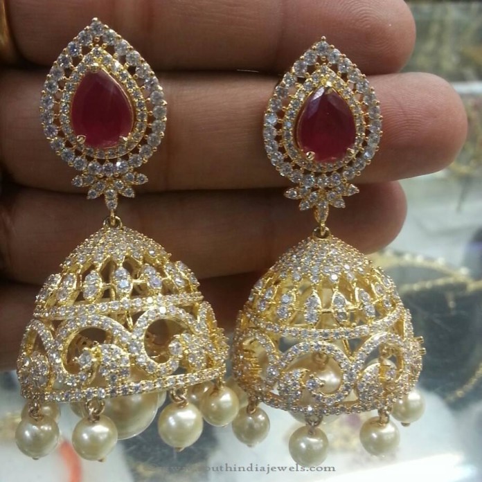 One Gram Gold Jhumki for Weddings - South India Jewels