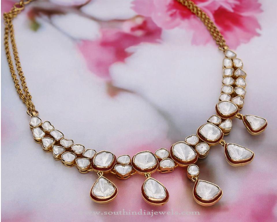 Gold White Stone Necklace From Manubhai