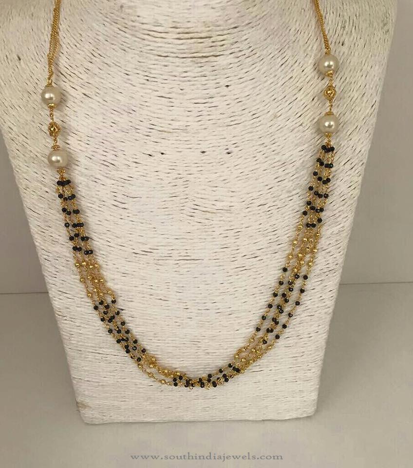 1 Gm Gold Black Bead Chain