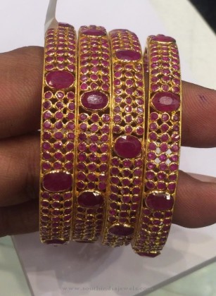 22K Gold Ruby Bangles from PSJ - South India Jewels