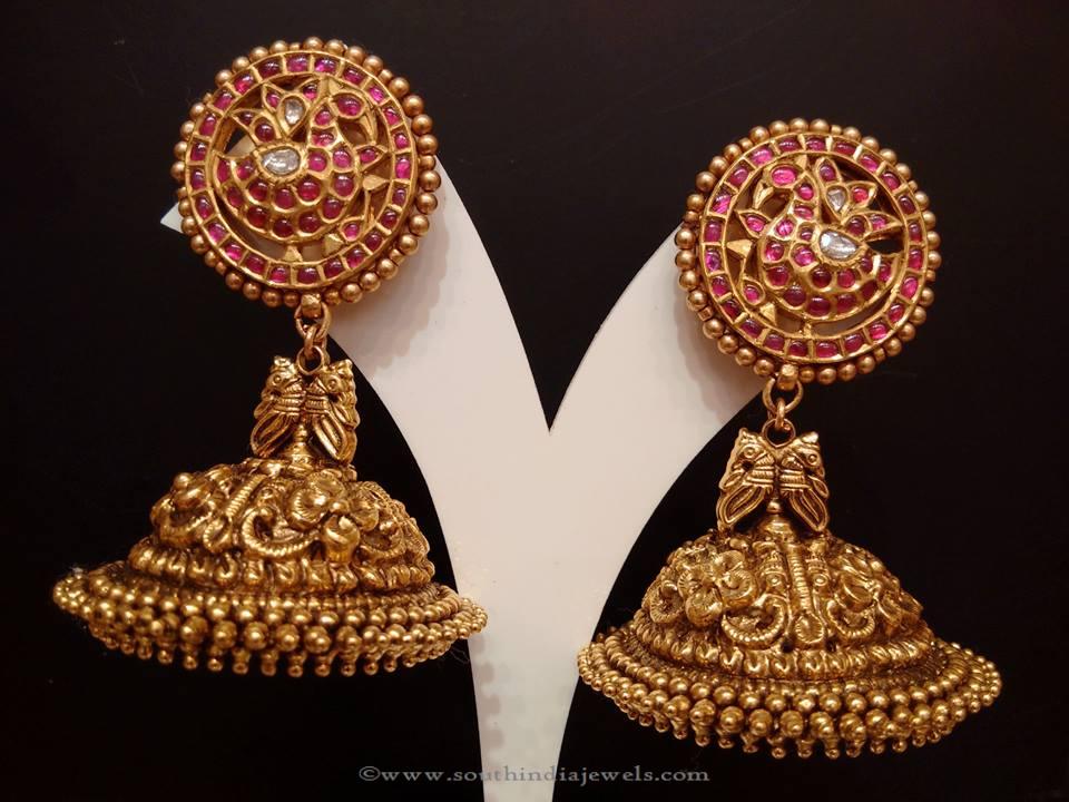 Gold Antique Ruby Jhumkas from NAJ
