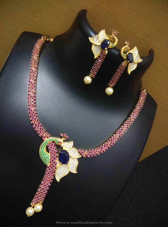 Imitation Ruby Peacock Necklace 