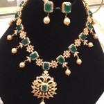Gold CZ Emerald Necklace Set