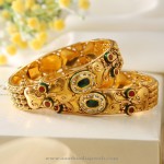 Gold Kada with Colorful Stones