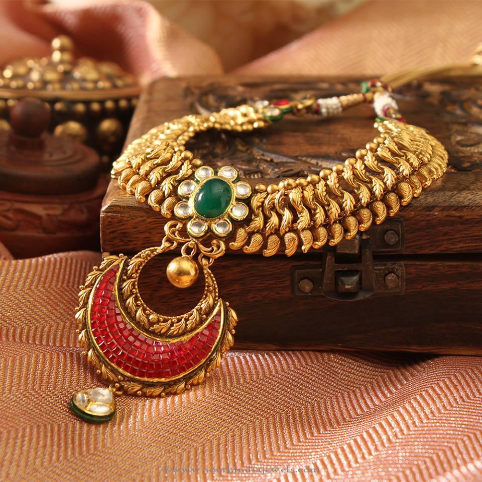Gold Kundan Gemstone Necklace