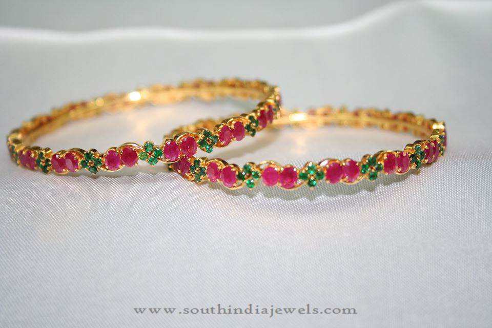 Gold Ruby Emerald Bangle from Prakruthi