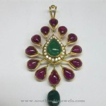 Elegant Uncut Ruby Emerald Pendant