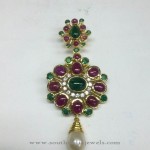 Diamond Pendant with Rubies and Emeralds