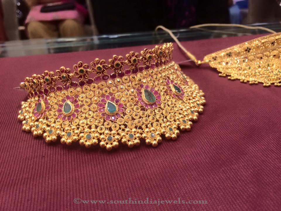 64 Grams Gold Ruby Choker Necklace from PSJ