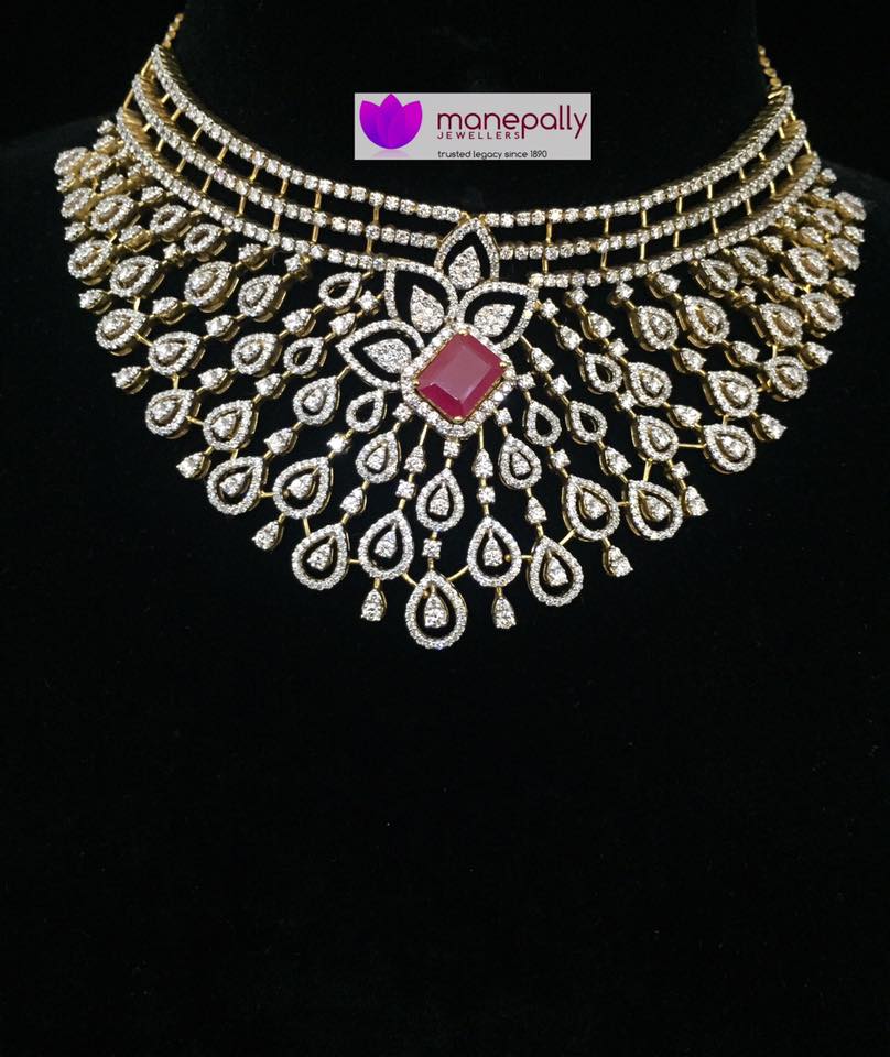 Diamond Choker Necklace From Manepally Jewellers