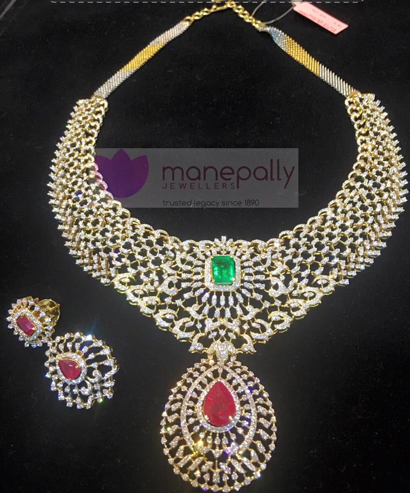 Designer Diamond Necklace from Manepally Jewellery