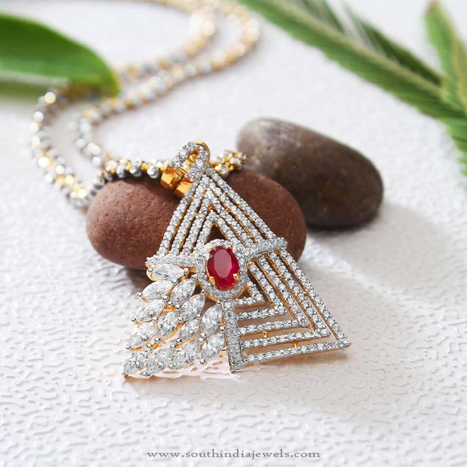 Designer Diamond Pendant from Manubhai Jewellers