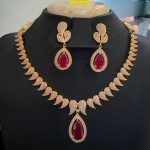 Gold Plated Designer Ruby Necklace Set