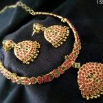 Gold Plated Ruby Attigai From Temple Collections