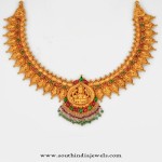 Gold Temple Jewellery Designs : Lakshmi Necklace