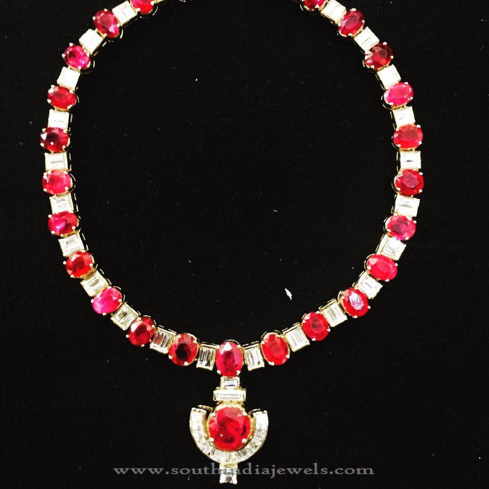 Diamond Ruby Necklace from Karni Jewellers
