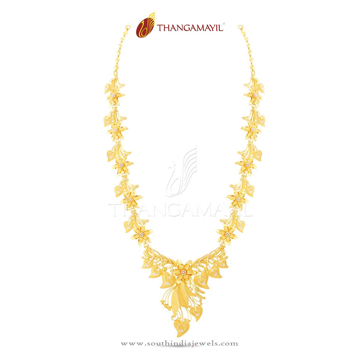 22K Gold Indian Floral Necklace Design