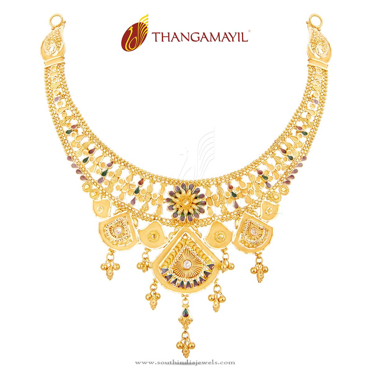 Gold Enamel Necklace from Thangamayil Jewellery