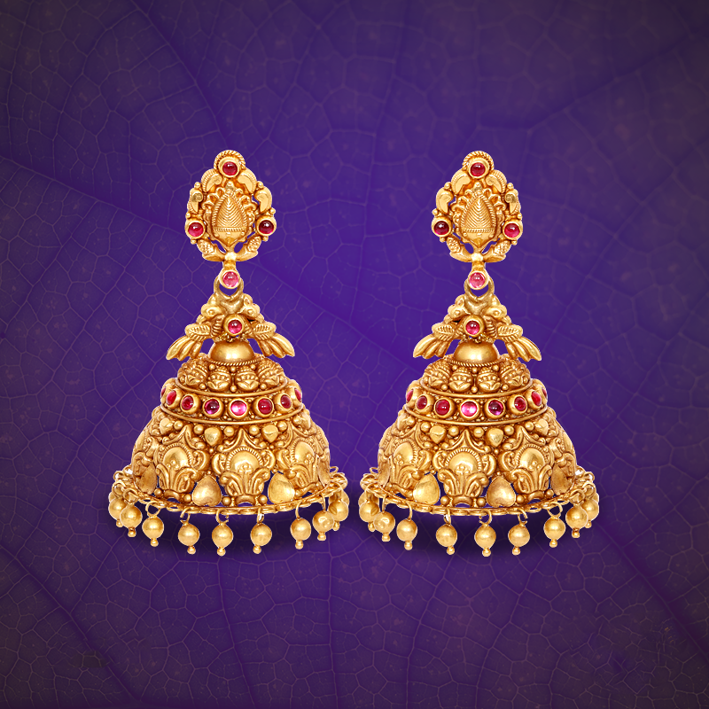 22K Gold Antique Jhumka from GRT Jewellers