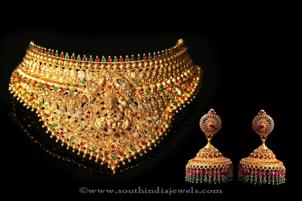 Indian Gold Antique Lakshmi Choker Necklace
